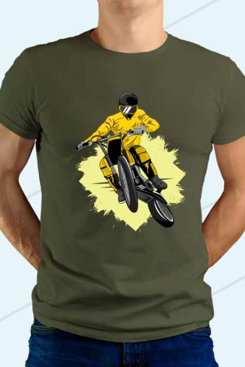 Biker T-shirt Green Olive For Man