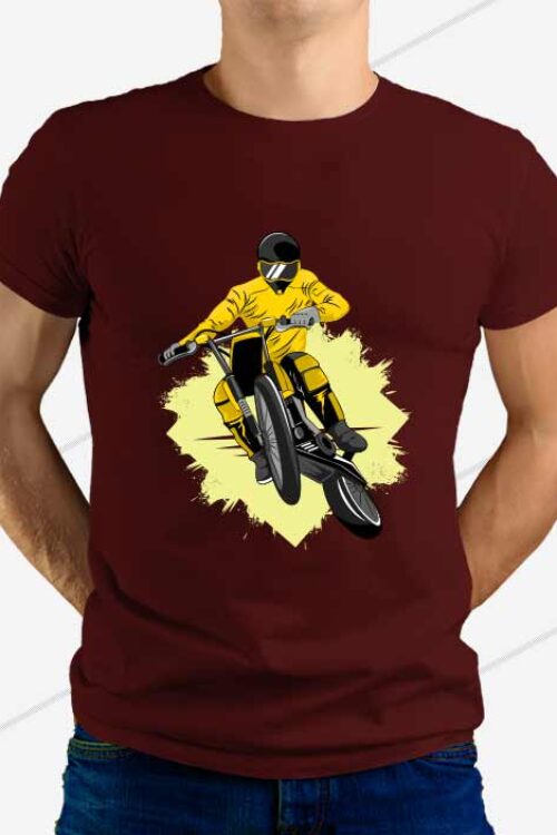 Biker T-shirt Maroon For Man
