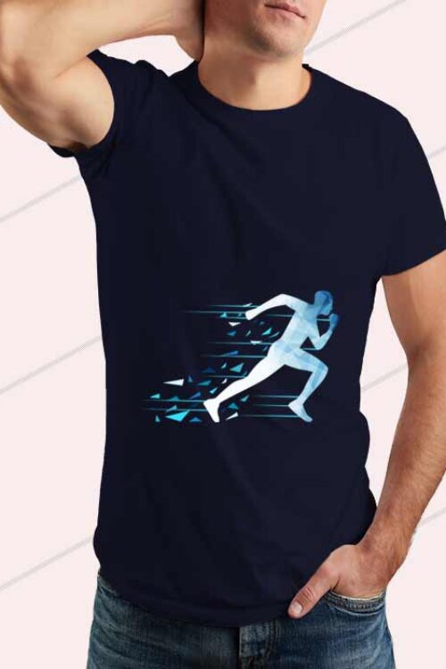 Run Sport Navy Blue T-shirt for man