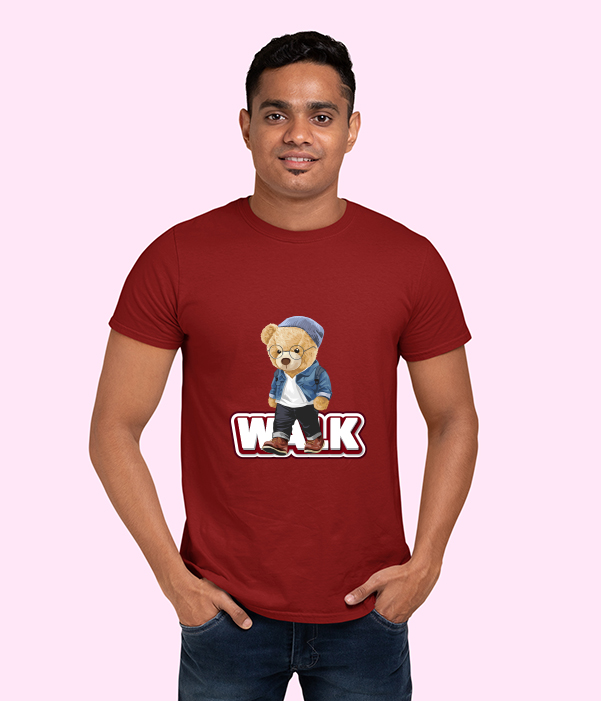 Walk Cartoon Character T-shirt Maroon For Men